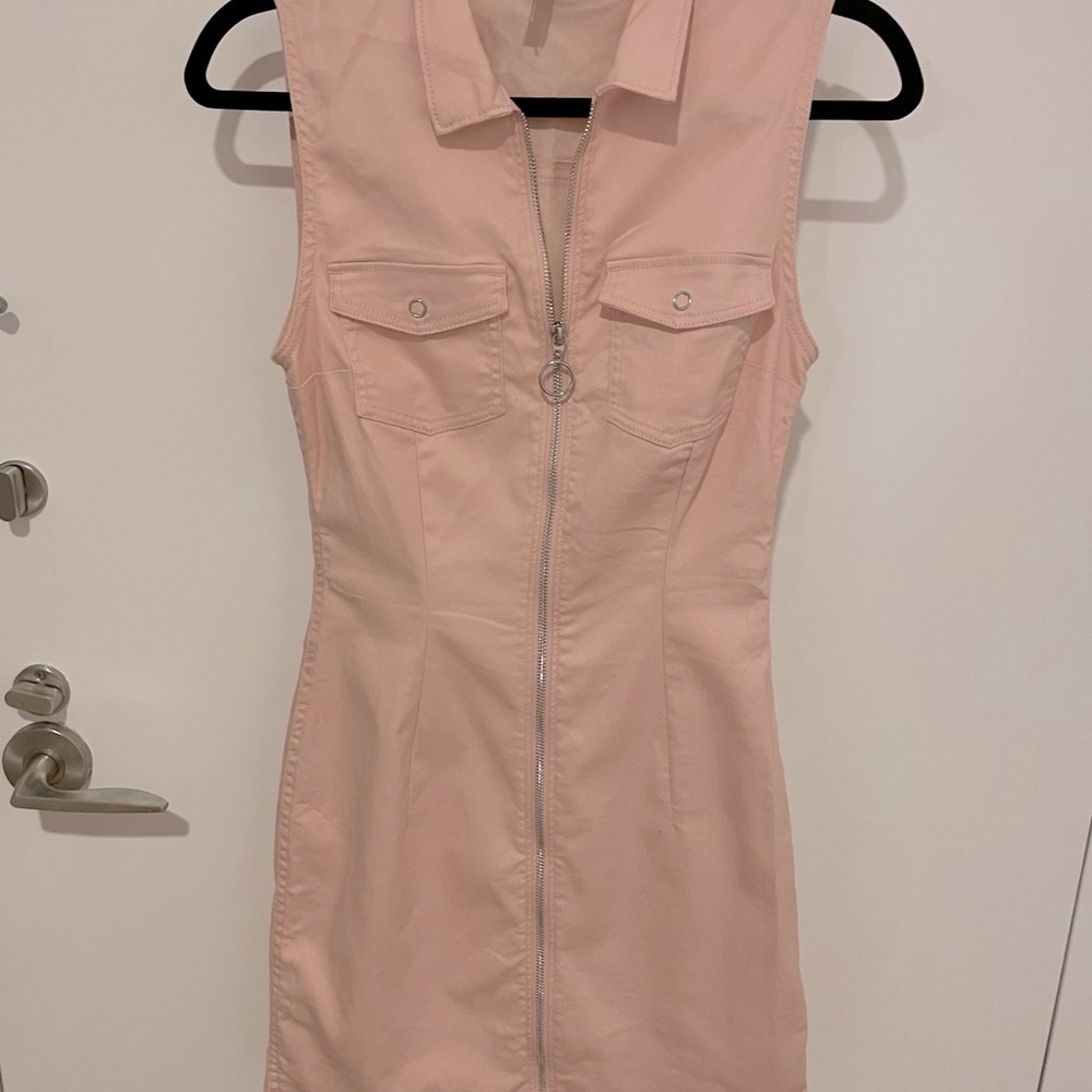 Sleeveless Pink Denim stretch dress